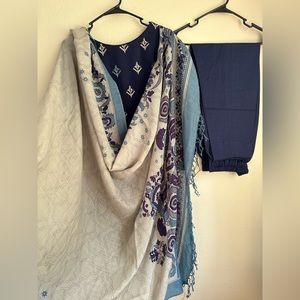 Pakistani shalwar kamez with pashmina shawl by khaadi new